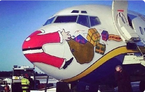Well, we're so glad it's not our plane; however, happy holidays and watch out for Santa!