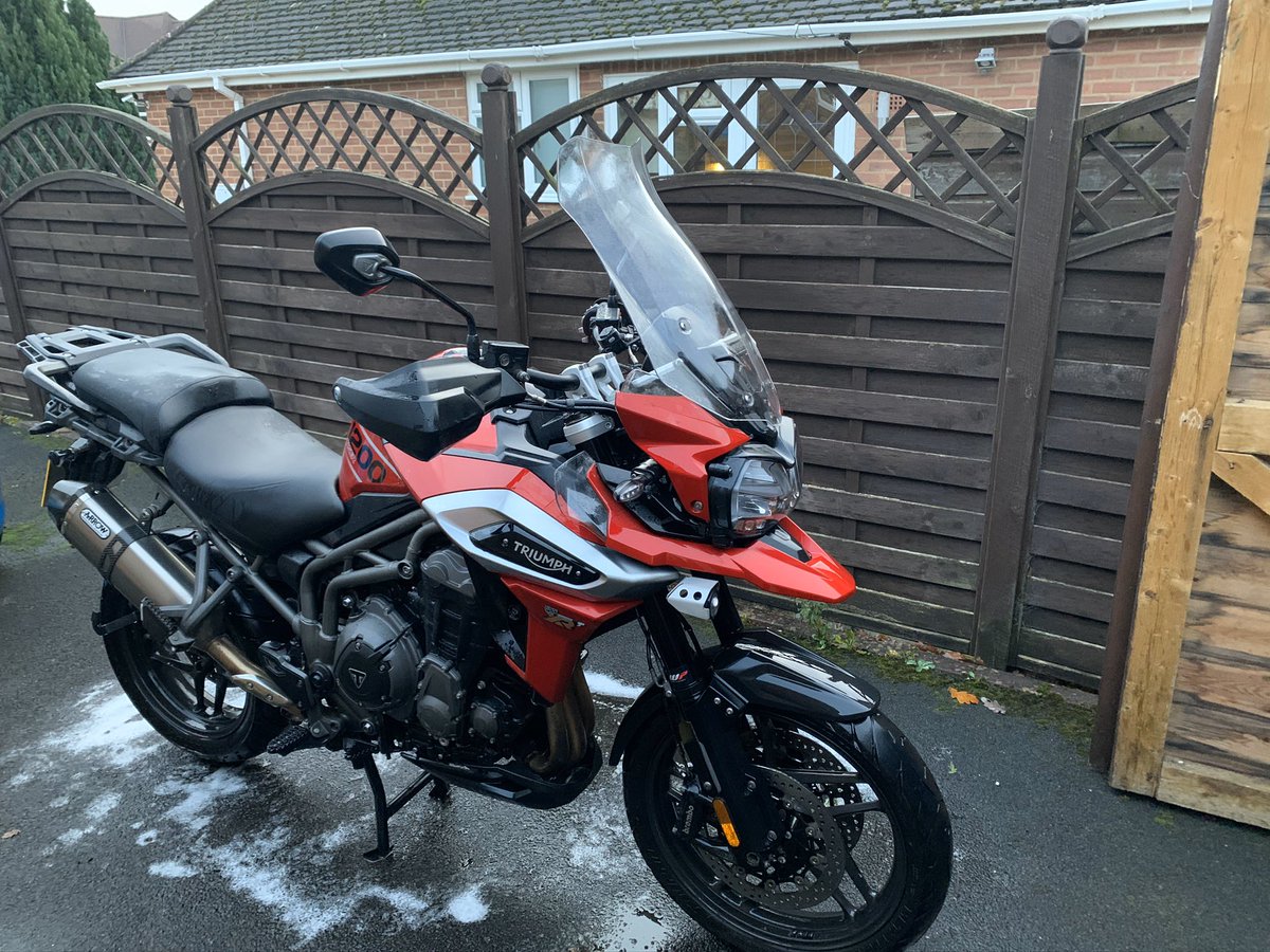 fatsculler's tweet photo. After weeks of fighting off a chest infection and appalling weather, I finally got back on the #TriumphExplorer today for my commute...damn it was good to be back in the saddle #lovemybike https://t.co/vWvWbyGrJR