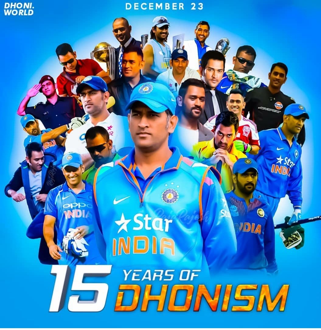 ItsAgniSpeaking's tweet photo. It's #15YearsOfDhonism. Love you, @msdhoni. You are the best. Missing you badly. #MSDhoni #Dhoni #DHONIsmCelebrationBegins #Dhonism #Mahi #15YearsofDhoni #Thala #15yearsOFMSD #MSD #MSDIANS @India #TeamIndia #BleedDHONIsm @ChennaiIPL #WhistlePodu #Yellove #BCCI @BCCI #Captaincool https://t.co/j03Yr8Fr4o