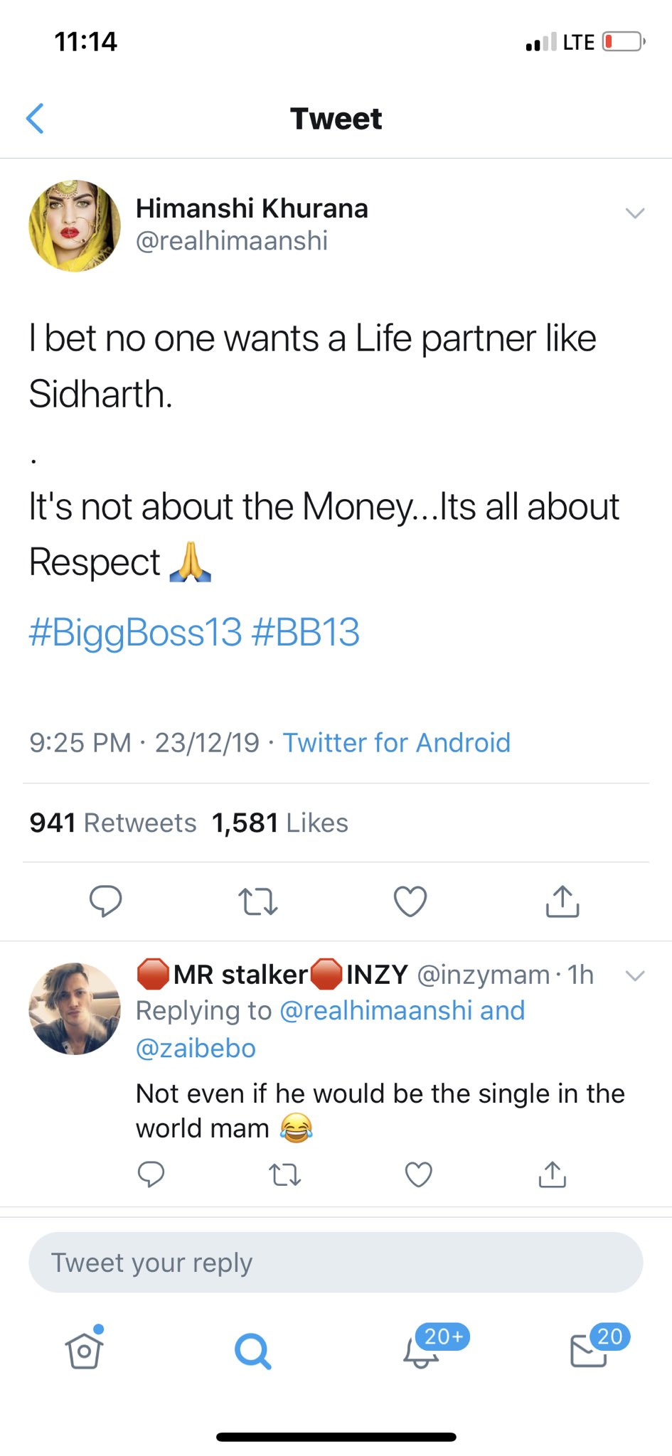 Himanshi khurana twitter on shehnaz gill Himanshi khurana twitter on shehnaz gill
