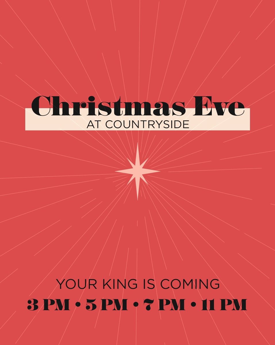 Countryside_CC's tweet photo. We can't wait to celebrate Christmas Eve with you! We have 4 services this year at 3 PM,  5 PM, 7 PM, &amp; 11 PM. we would love for you to join us for one of our favorite services of the year! https://t.co/6c0HPRhiBZ