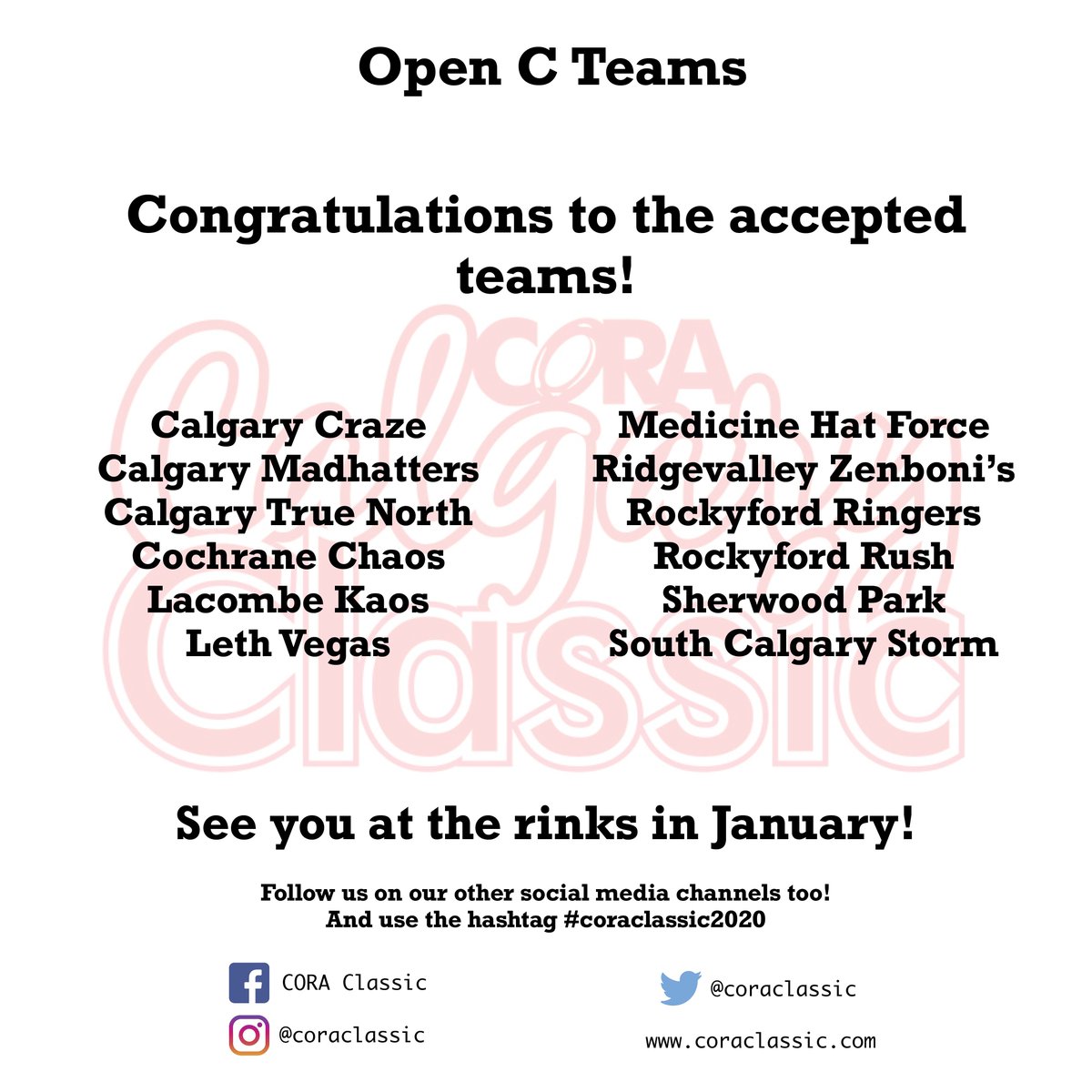 coraclassic's tweet photo. See you at the rink in 32 days!

#coraclassic2020 #ringette #ringetteab #ringettecanada #ringettecalgary #tournamenttime #playitloveitliveit #monsportmapassion https://t.co/2nGoKYU2oi