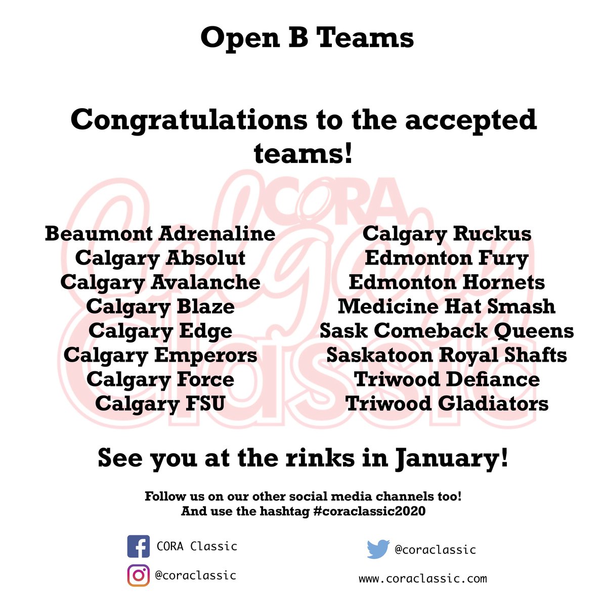 coraclassic's tweet photo. See you at the rink in 32 days!

#coraclassic2020 #ringette #ringetteab #ringettecanada #ringettecalgary #tournamenttime #playitloveitliveit #monsportmapassion https://t.co/2nGoKYU2oi