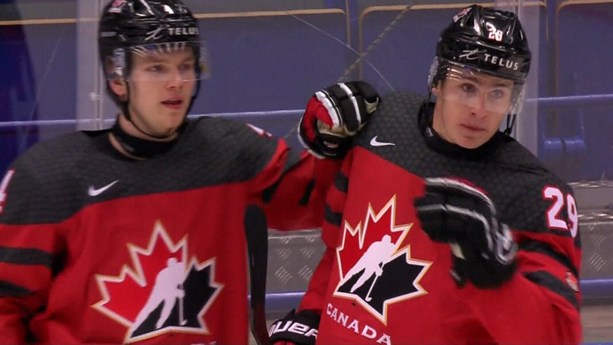 TSNHockey's tweet photo. FOOTE LOOSE: Watch as Nolan Foote scores twice for 🇨🇦 against 🇫🇮 in Team Canada’s final #WorldJuniors tune-up...

1st goal: https://t.co/GVqXkJKHxx

2nd goal: https://t.co/nVP6m9A8K9

#TSNHockey https://t.co/4eG5VU6pE7