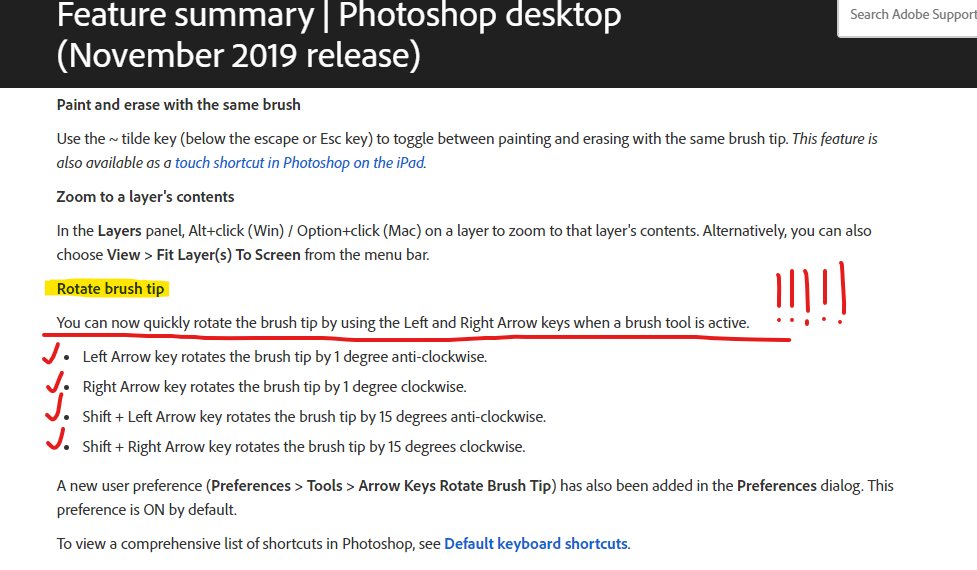 DaveCoopSTL's tweet image. Holy crap, @Photoshop ...You FINALLY did it!!! You assigned a shortcut key to ROTATE a BRUSH!!! Amazing! That only took about 30 years.... #designerwin #technerdvictory #thankyou 
Am I right, @rdownow @jayplane @jess_solomon121 @yatesamanda @breeZeil @Poezilla ??