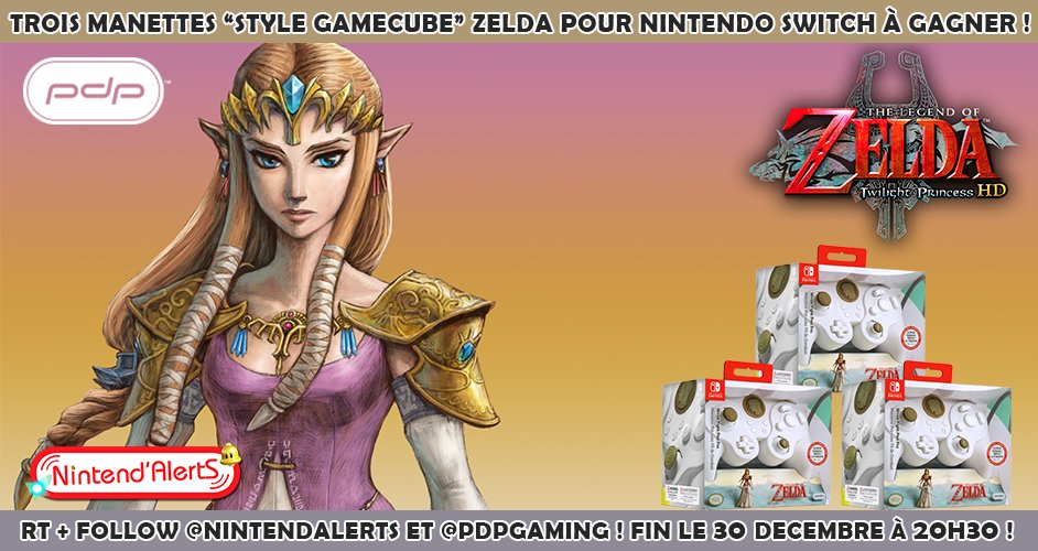 AlertEtGo's tweet photo. Concours : 3 manettes filaires "Style Gamecube" Zelda pour Nintendo Switch à gagner ! 
Follow @nintendalerts + @PDPgaming et RT ce Tweet ! 
Fin le 30/12 à 20h30 !
Lire notre test du produit ici ► https://t.co/fb38Z3tLhd https://t.co/4U1dkXvWyQ