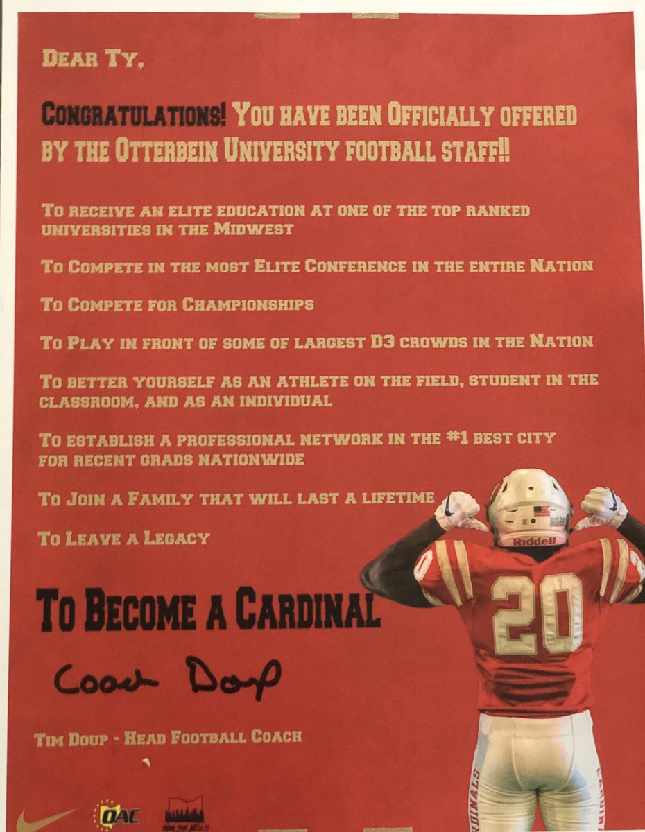 ty_aren's tweet photo. Blessed to receive a offer from OU Big thanks to @CoachDoup and the rest of the coach staff ❤️💪🏽 #gocardinals @OtterbeinSports @Otterbein https://t.co/XkkCTdPR5a
