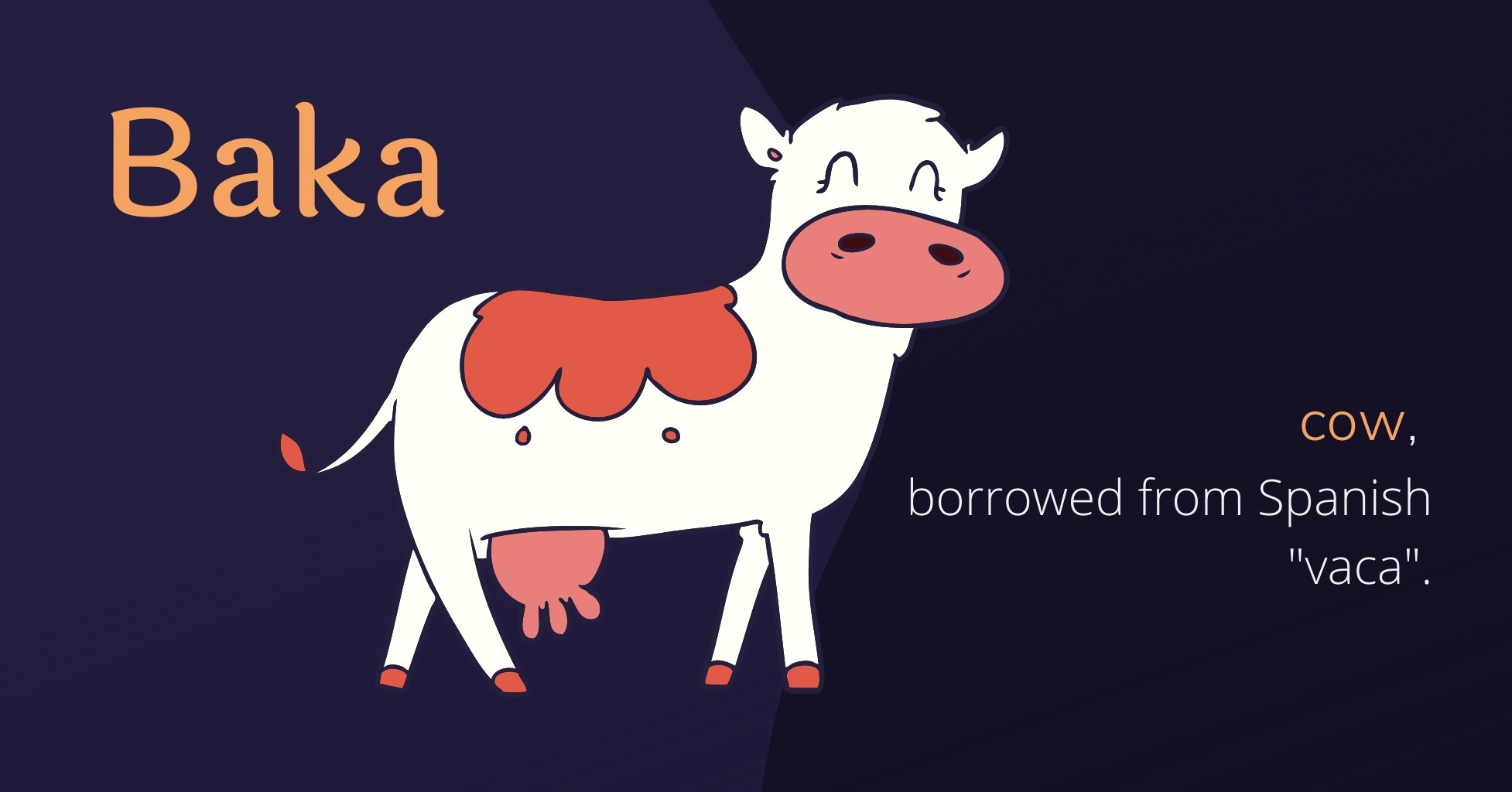 Emina on X: “1. Borrowed from Spanish “vaca”, it carries the same 