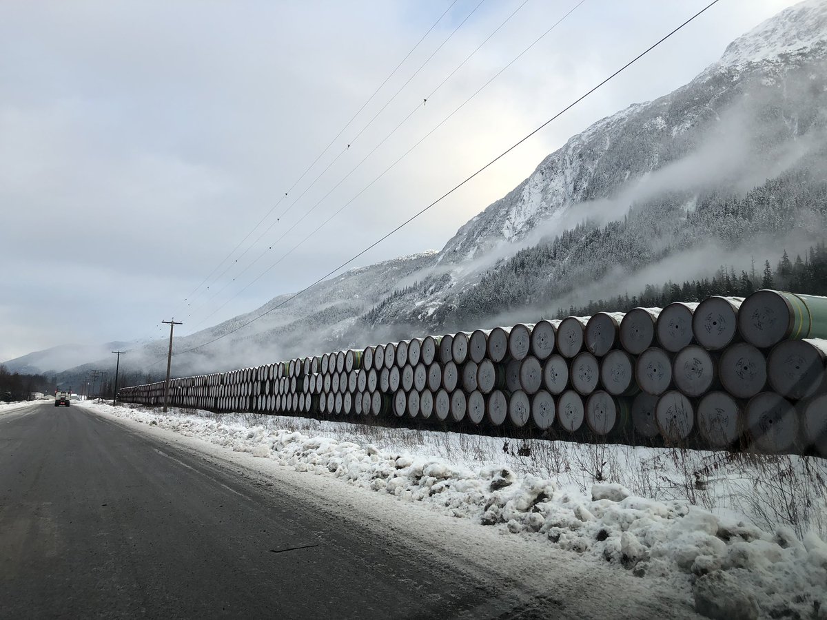 LisaMueller_NW's tweet photo. After many years of having a conversation about it at @N2N_Events It was very cool to have a tour of this ship in #StewartBC unloading 30km + of pipe for phase 3 of @CoastalGasLink pipeline of the @lngcanada project in Kitimat #NorthwestBC #Manyjobs #EconomicGrowth #Manypiece https://t.co/ybvHekdPKm