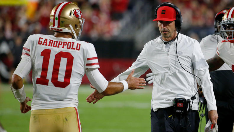 NBCS49ers's tweet photo. No matter what happens on Sunday in Seattle, Kyle Shanahan is confident his 49ers can go far in the playoffs (via @MaioccoNBCS) 

https://t.co/ymkBK7v64x https://t.co/x6A2mmEmtq