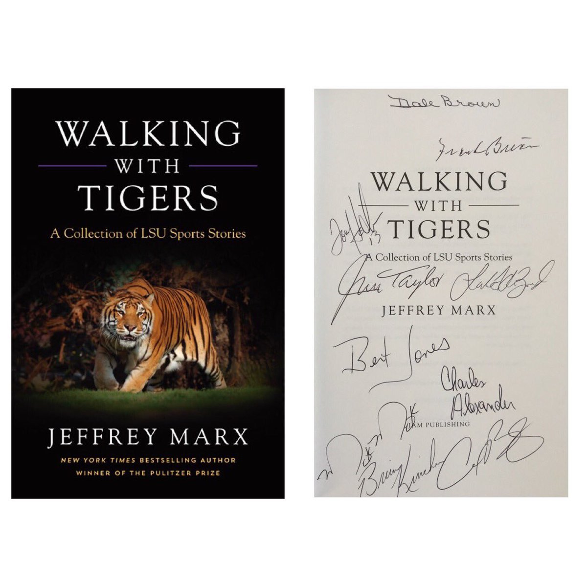 LSUTigersBook's tweet photo. Final giveaway of holiday season!

WALKING WITH TIGERS signed by 11 people in book

⁦@MikieMahtook8⁩
⁦@ABREG_1⁩
⁦@CmonMan4⁩
⁦@LBoyd_LSU⁩
⁦@RaphRhymes4⁩
Jim Taylor
Bert Jones
T Hodson
B Kinchen
Dale Brown
Frank Brian

RT &amp; follow to be eligible #LSU https://t.co/OpyymLCZSv