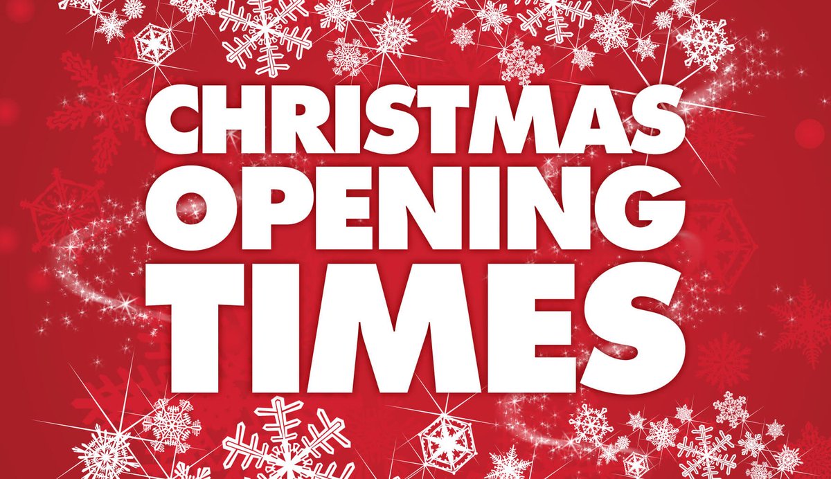 shltd36's tweet photo. We are only closed on Christmas Day, Boxing Day and New Year’s Day.  Otherwise normal hours. 🎄🎄#openinghours #christmasopeninghours https://t.co/7CdHu8zRw2