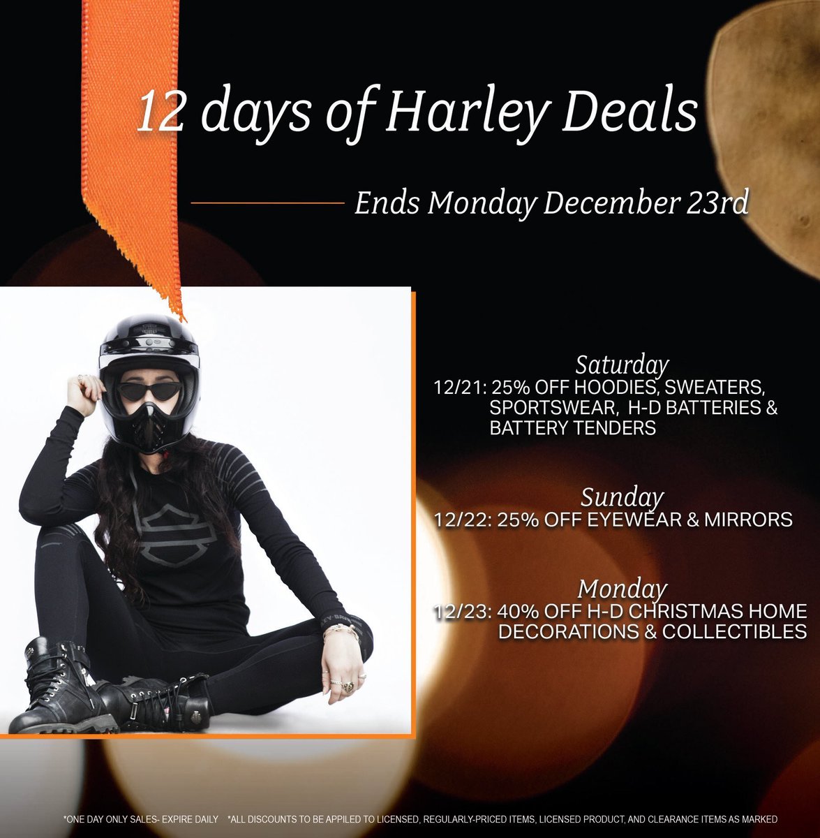 40% off H-D Christmas Decor and Collectibles in store only at OCHD! Expires 12/23/2019