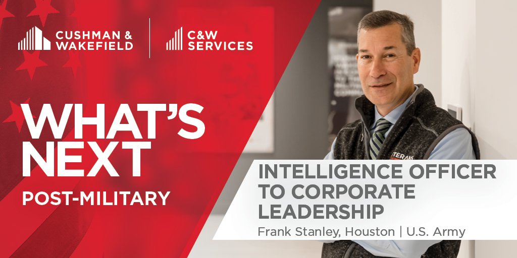 CushWakeUS's tweet photo. From Intelligence officer to Corporate Leadership, Frank Stanley is a force for action at @CushWake. Discover What’s Next through our #military and #veteran career opportunities >> https://t.co/WXio7XvaHP #CWvets https://t.co/hAcAi8tXpy