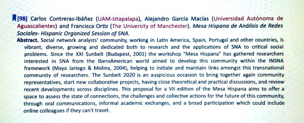 chisocnet's tweet photo. Todos/as invitados/as a postular sus abstracts a la Mesa Hispana de Análisis de Redes Sociales en el Sunbelt de París (2-7 Junio, 2020) que co-coordina @FranciscaOrtizR de #chisocnet Más info: https://t.co/LjbL4sXL8E… #sna #ars #RedesSociales #redes #conferencia https://t.co/ZlHVzEVzuM