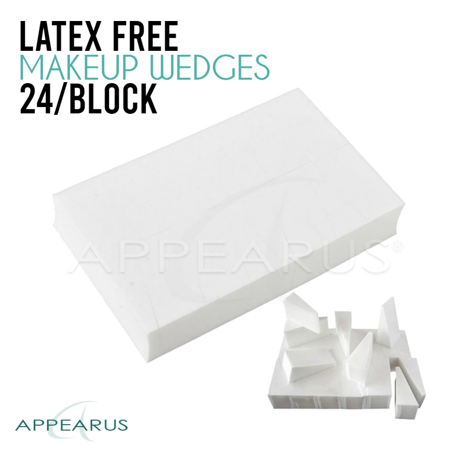 The high density latex free cosmetic makeup wedges are made for the flawless application of wet or dry makeup. These makeup wedges will not shred nor crumble.
 bit.ly/35Q7lsB

#appearus #spaapparel #sparobe #spawrap #headwear #undergarments #slippers #esthetics