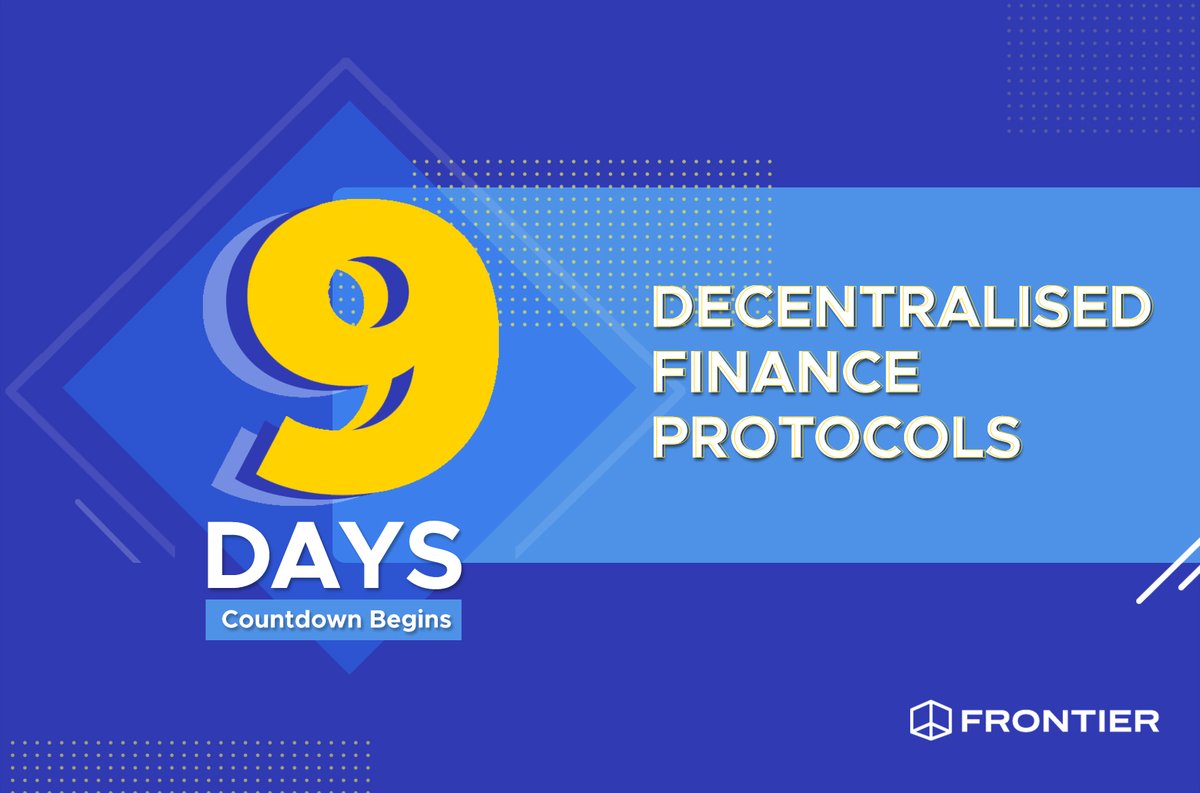 FrontierDotXYZ's tweet photo. Countdown 9β£ for 2019 to π | As promised we will be sharing everyday about `10 Pillars of DeFi Ecosystem` π
Here is a informative thread about - Decentralised Finance Protocols #DeFi #unifront π§¨π§¨ https://t.co/cIYsiPQjQK