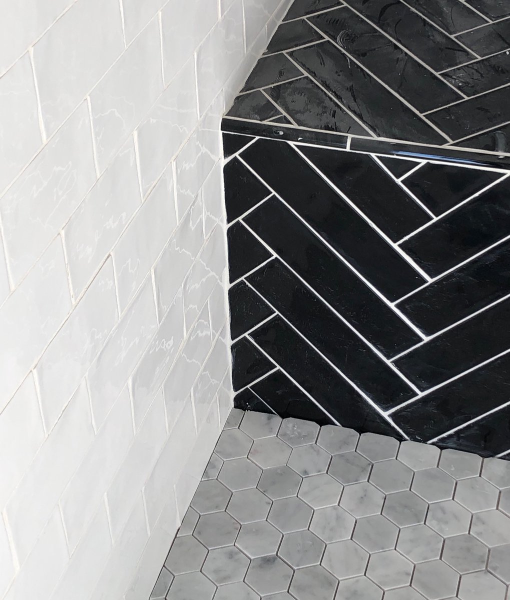 Don't be afraid to create a melody of colors and shapes! 

#adamohomes #masterbathshower #customhome