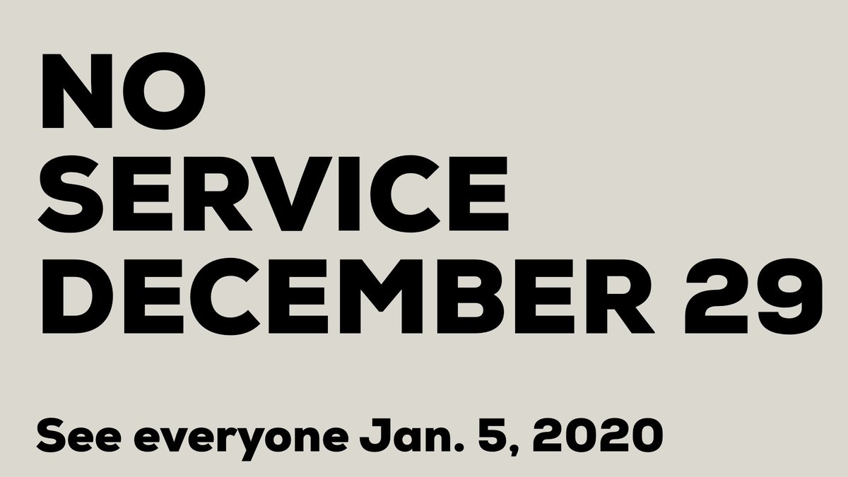 MotionCityMN's tweet photo. Hey everyone!!! Hoping you’re having an amazing holiday season. Just wanted to let everyone know there is no service Sunday, December 29th. See everyone on January 5th, 2020. https://t.co/t2RXymXPXe