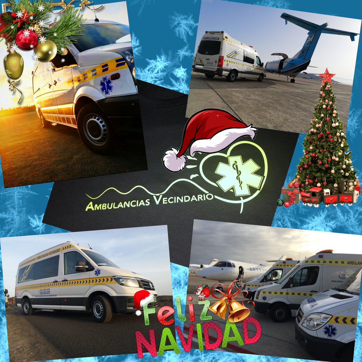 AMBVECINDARIOSL's tweet photo. Ambulancias Vecindario y todos los que formamos esta familia les deseamos para esta Navidad Felicidad;
Para Año Nuevo la mayor Prosperidad y saber que pueden contar con nosotros para Siempre. https://t.co/YIb088PrHt