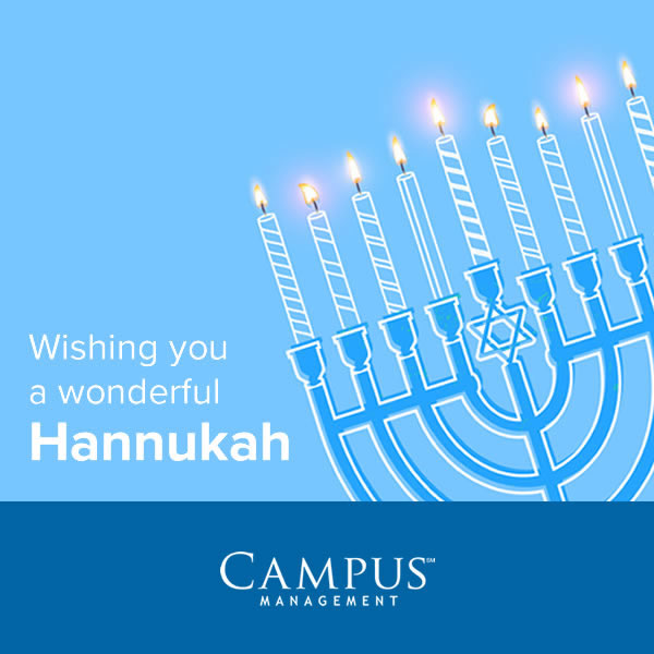 CampusMgmt's tweet photo. Enjoy the festival of lights and have a happy Hannukah. #HappyHannukah #Hannukah2019 #CampusManagementCommunity https://t.co/5zh2QVGilr