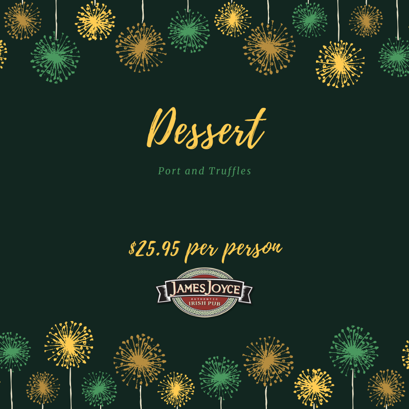 JamesJoyceYYC's tweet photo. Join us for a 3-course meal on New Years Eve for only $25.95! Plus, we have an Irish countdown at 5pm with glasses of 🥂 for everyone! Call us at 403-262-0708 to book your table 🎊  #NewYearsEve https://t.co/R3cQj8vsRP