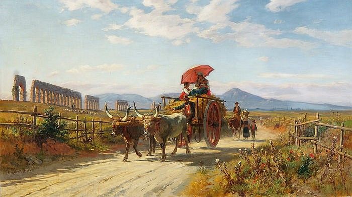 Landleute auf einem Ochsenfuhrwerk in der römischen Campagna
Johann Zahnd
1854–1934
@EuropesHistory