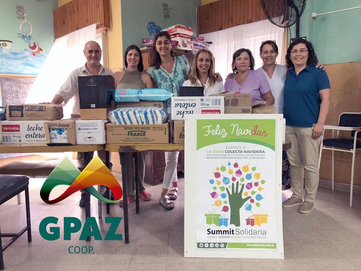 GPAZcoop's tweet photo. Hoy entregamos las donaciones de la campaña Feliz NaviDar, organizada por Summit Agro y la GPAZ. 
Consejeros y funcionarios de la GPAZ y Summit Agro participaron de la entrega al Hogar de Niños y la Guardería Infantil Hijitus.
Gracias a socios y personal por colaborar https://t.co/rMuClCn07Z