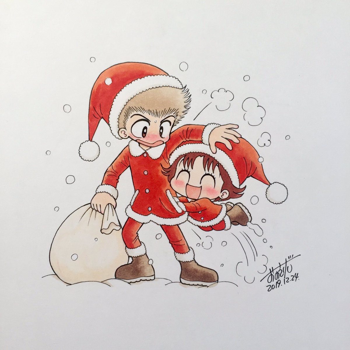 「Merry Christmas‼︎
#クリスマス 」|おのえりこ/みい子36巻発売中のイラスト