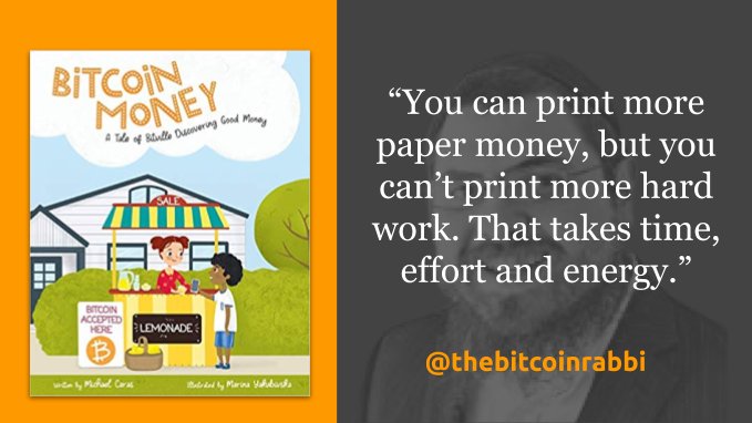 Yes, that’s right- a children’s book about Bitcoin by  @thebitcoinrabbi . Kids intuitively understand the concept of digital money and often have less ‘unlearning’ to do. Full animated version of the audiobook:  https://bit.ly/2SmT6HS 