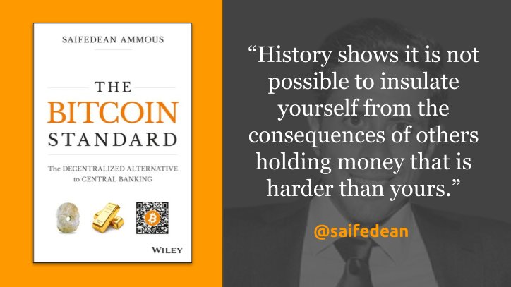 The Bitcoin Standard by Prof  @saifedean is the book I've gifted the most. His 2018 lecture from a  @bitcoin_at event is a great overview- 