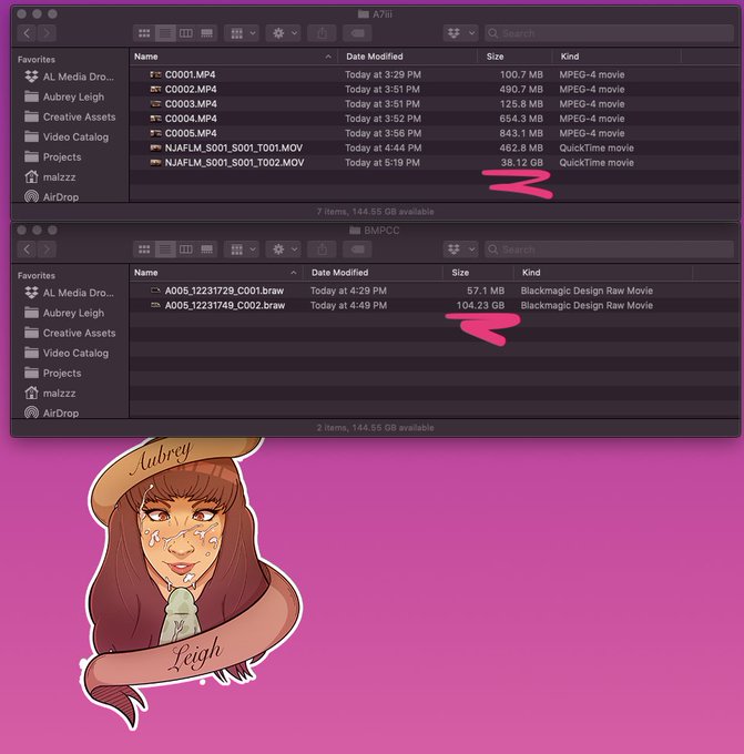 11 minutes 57 seconds of video from two cameras.  6k Raw vid is 104.23GB and 4k ProRes 422 vid is 38<a href="/tag/mvawards"class="tags"><span>#mvawards</span></a><a href="/tag/mvsales"class="tags"><span>#mvsales</span></a><a href="/tag/mvtrans"class="tags"><span>#mvtrans</span></a>