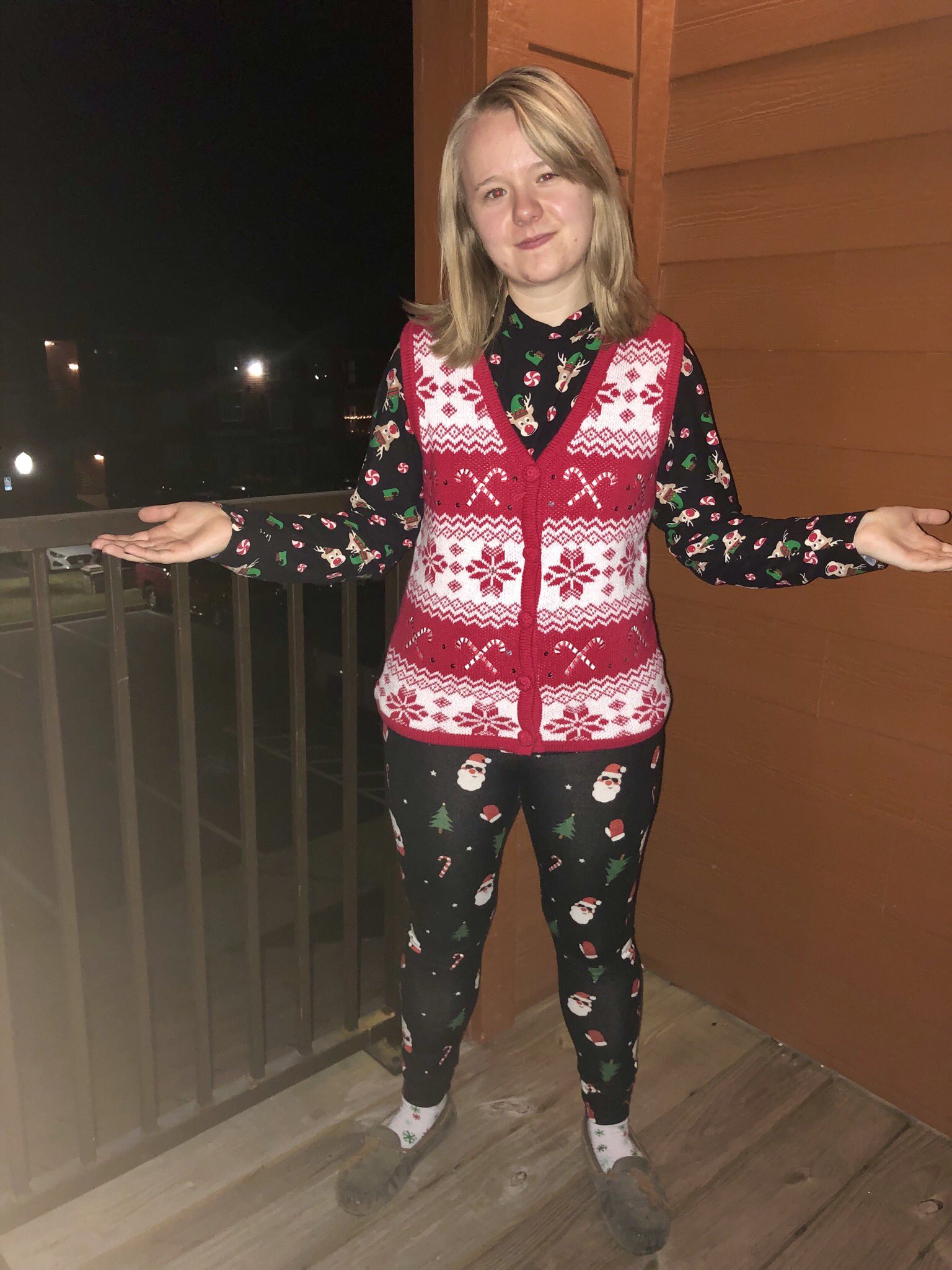 Kaylee Bowers on Twitter: "Yes, I wore this out in public... 🙄 #day23  #25daysofchristmassweaters 🎄 https://t.co/BbhL0L4OPg" / Twitter