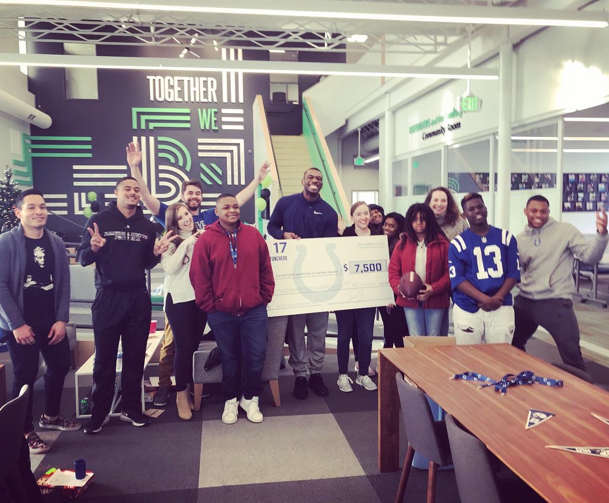 BigBroBigSisIND's tweet photo. Today we hosted a very special holiday game night with @D_FUNCH of the @Colts Devin unveiled his #BBBSCI cleats from this season for My Cause My Cleats! Thank you, Devin, for supporting BBBSCI! 💙🏈🐴 #InspireChange #coltshuddlefor100 https://t.co/nD6NNS738X