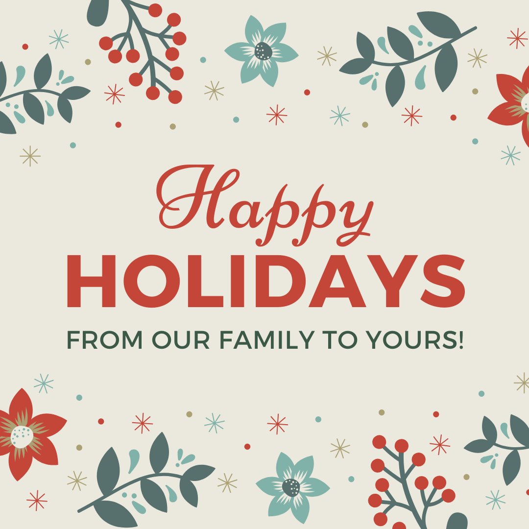 Our office will be closed Tuesday, December 24th and Wednesday, December 25th. Enjoy your holiday!