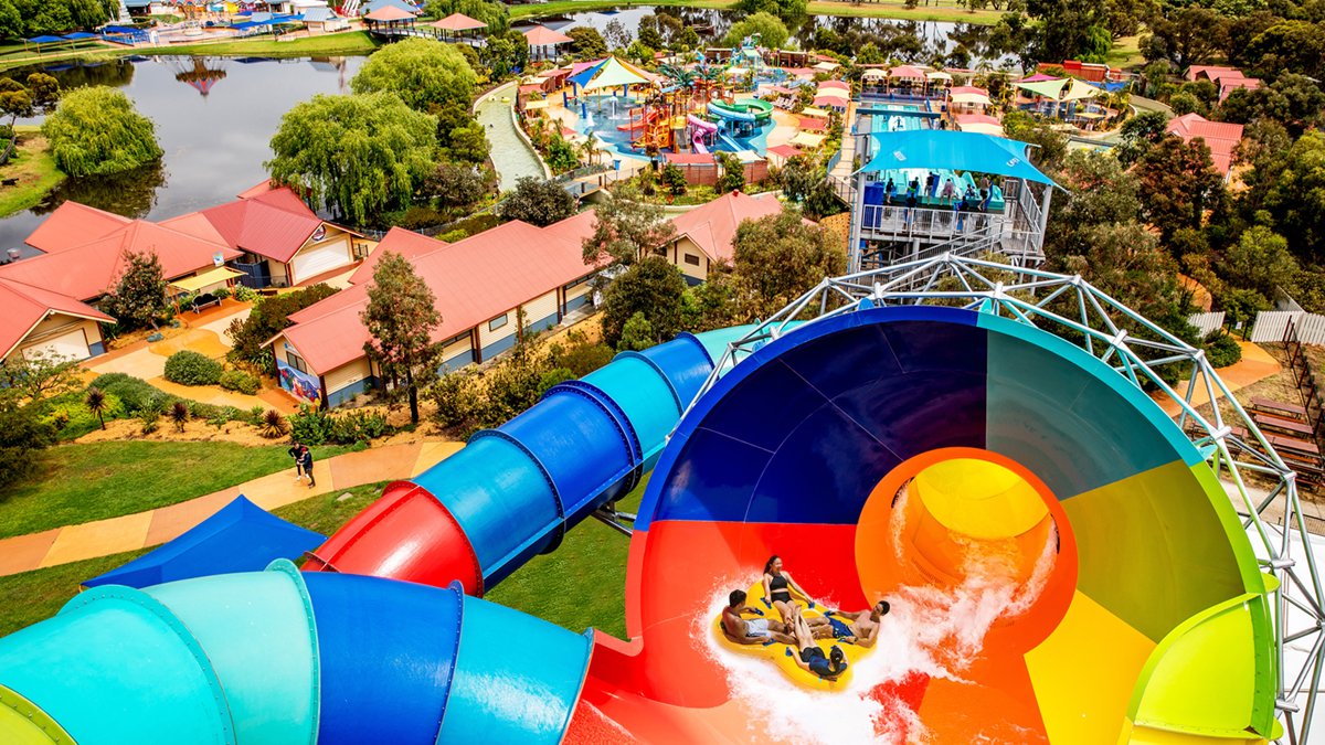 ProSlideTech's tweet photo. Victoria's first triple TORNADO 24 is now open at Adventure Park in Geelong, Australia. The multi-TORNADO hybrid water ride offers smooth serpentine turns and furious zero-g oscillations.

#BestRidesBestParks 
#VisionAndDesignAllTheTime 
#RelentlessInnovation https://t.co/6TQfVPUVNA