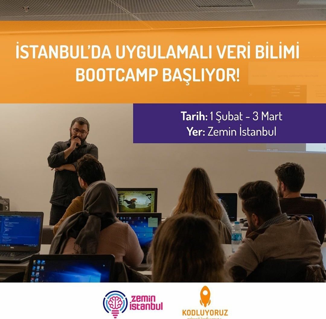 YapayZekaTakvim's tweet photo. #Kamp #Eğitim
1 Şubat - 3 Mart 2020 | İstanbul
Uygulamalı Veri Bilimi Bootcamp
Kayıt ve Bilgi: https://t.co/MzSYkn2drG
@kodluyoruz
#veribilimi #datascience #data #veri https://t.co/nLZ0rSBvwy