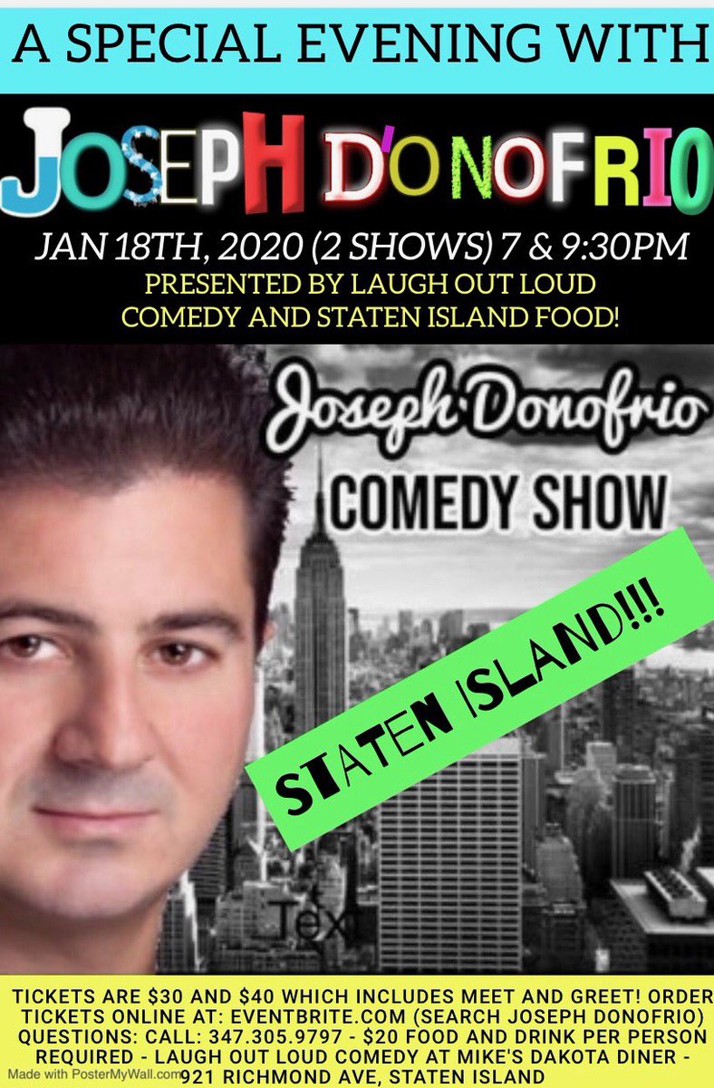 JosephDonofrio7's tweet photo. Jan 18th Almost sold out 7pm or 930 in Staten Island Click this link for tickets https://t.co/7UCIuJ3ULu .Get your tickets before they are gone !! It's going to be a great show !! https://t.co/PSuPqblIo7