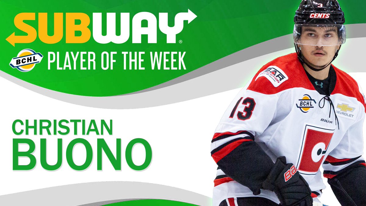 BCHockeyLeague's tweet photo. Congrats to Merritt Centennials F Christian Buono, this week's Subway #BCHLPOW!

Read more: https://t.co/GTNYFNTEd2 https://t.co/LGQEZjayfV