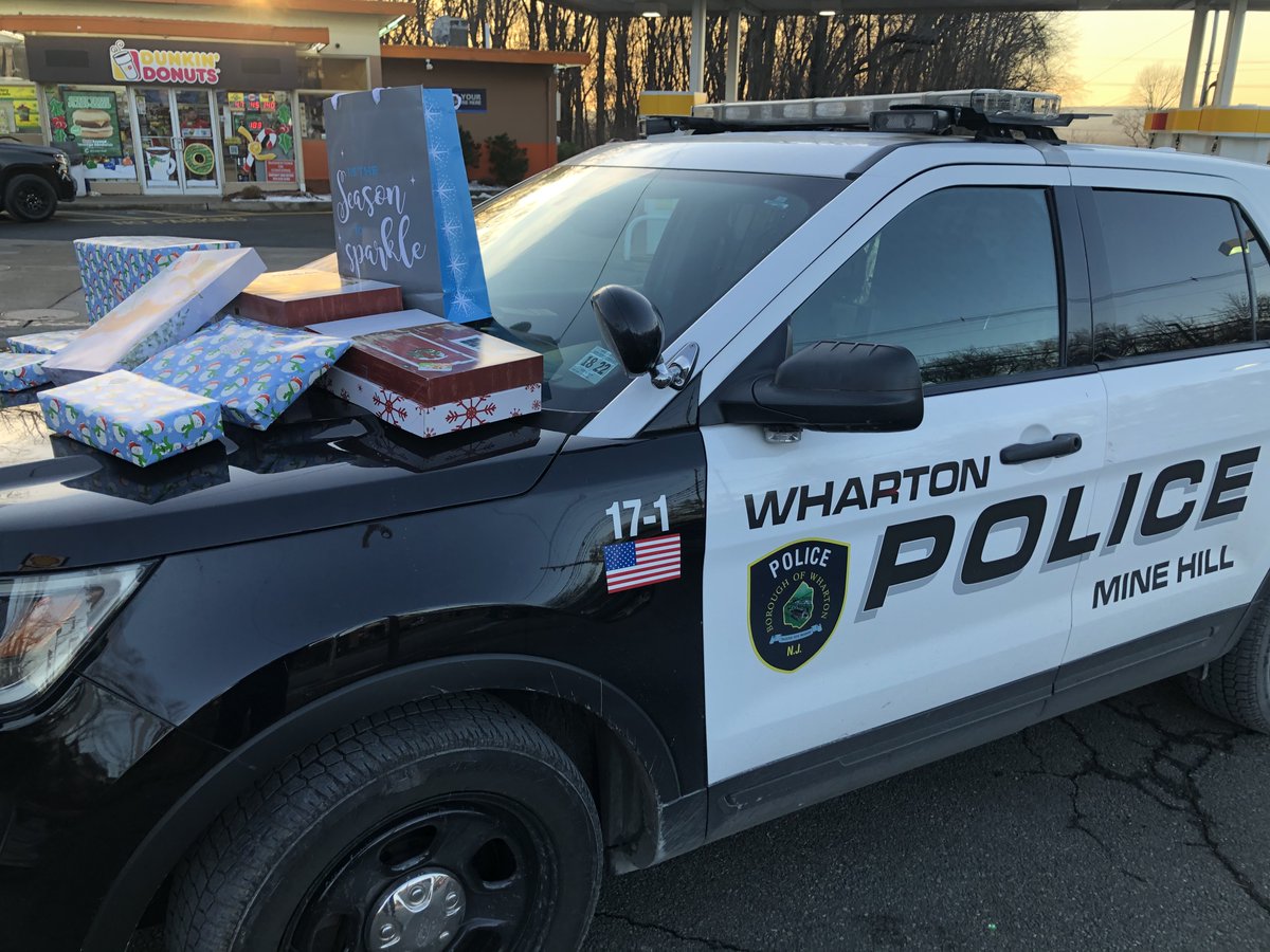 WhartonPolice's tweet photo. WPD conducted it’s 1st annual “Shop With A Cop” Officers from the PD were able to buy gifts for children in Wharton and Mine Hill, thanks to the generous donations of local businesses. Thank you to SMP, Shell Gas Station, The Wharton / Mine Hill Rotary, and the Wharton FOP. https://t.co/NWyK7Bn8JG
