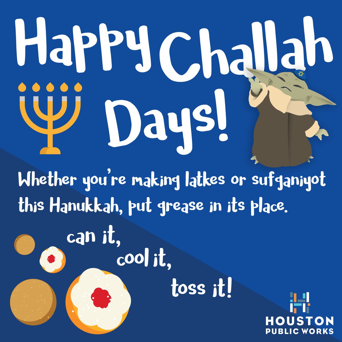 HouPublicWorks's tweet image. Cooking grease down the drain leads to the dark side.✨🌚🪐⚡️💫#HappyHolidays #BabyYoda #NoGrease #HouWater