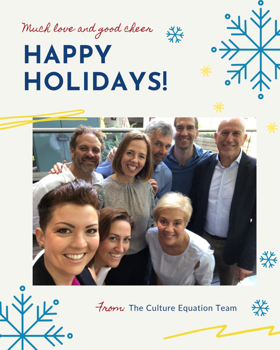 cultureequation's tweet photo. It has been a huge year for us here at The Culture Equation, and we are about to go into a big 2020. Thank you for all your support, and we look forward to growing with you and seeing you thrive in 2020.

Wishing you all a Happy Holiday season and a joyous New Year! https://t.co/6Xjpbnbq42