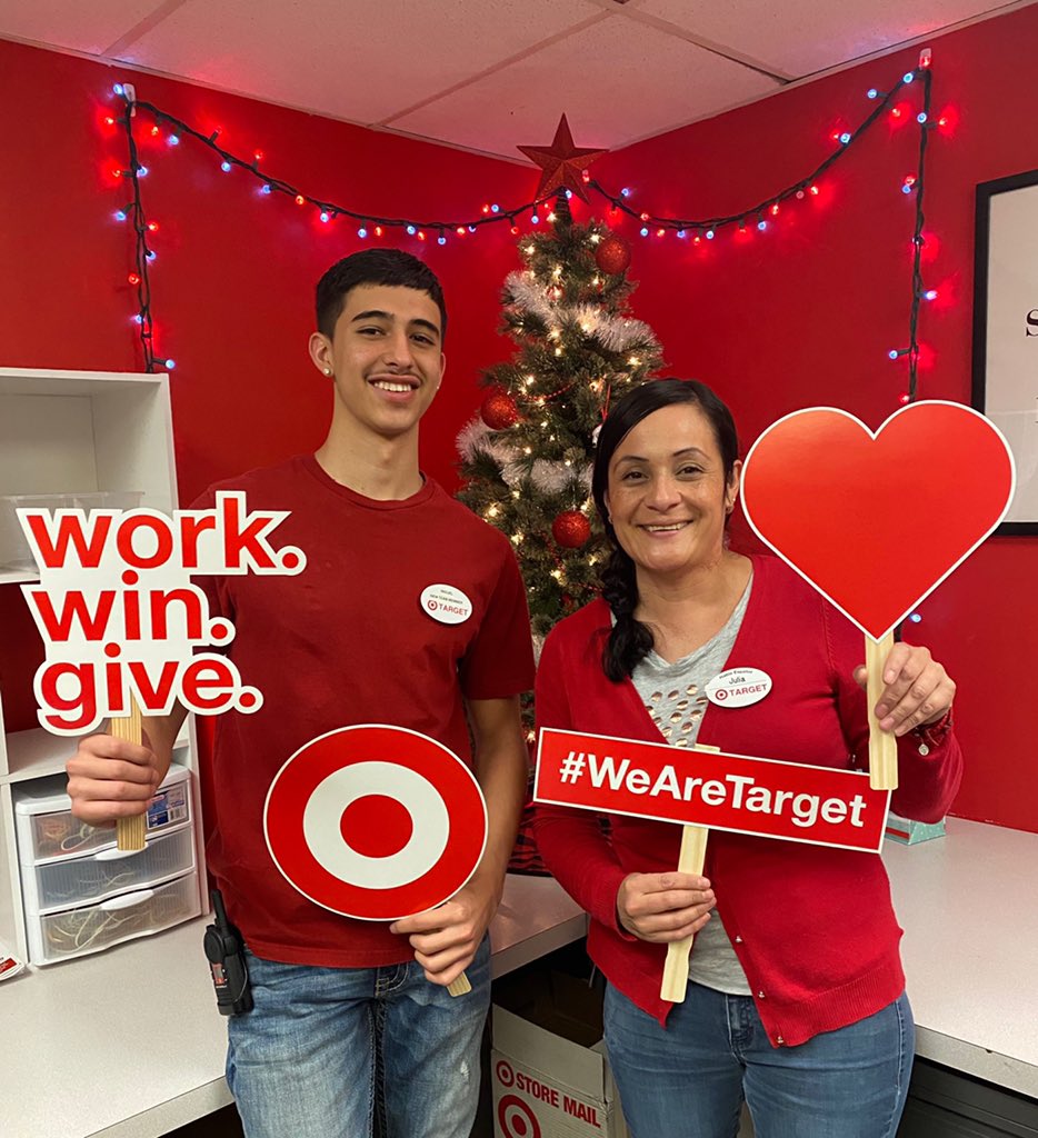 Congratulations to our two winners from the #WorkWinGive program! So thankful for all of their hard work in assisting our guest this season! #WeAreTarget #worksomewhereyou❤️ #target