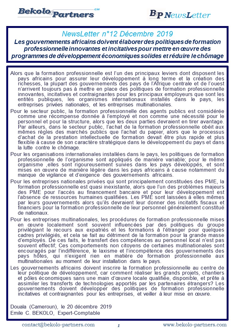 Bekolo_Partners's tweet photo. Les gouvernements africains doivent élaborer des politiques de formation professionnelle innovantes et incitatives pour mettre en œuvre des programmes de développement économiques solides et réduire le chômage
#Le_partage_du_savoir https://t.co/U009WRMMYM