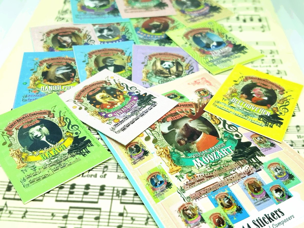 AnimalComposers's tweet photo. Great Animal Composers Stickers Pack ๐ถ๐น๐ผ https://t.co/9NfbZ7QA1w ๐ผ๐น๐ถ Punny Music Gift!๐ต #stickers #sticker #crafts #GreatAnimalComposers #classicalmusic #pianoteacher #musicteacher #animals #pun #animalpuns #Schubird #Moozart #Beethovehen #Vivaldeer #Chopanda ๐ต https://t.co/xQdMvvTIgF