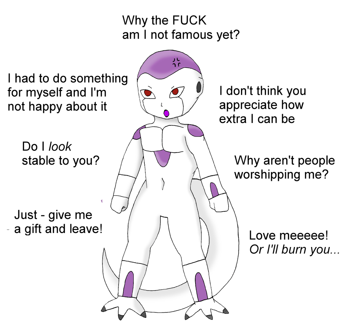 Coldphoenix8's tweet photo. Yeah so this is why I relate to Frieza #frieza #mood #cutelittle #kin #DragonBallZ https://t.co/61xUNJrQQC