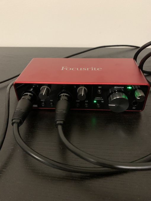 My little audio recording setup is coming together nicely.  Focusrite 2i2 DI box and Behringer controller<a href="/tag/joker"class="tags"><span>#joker</span></a>