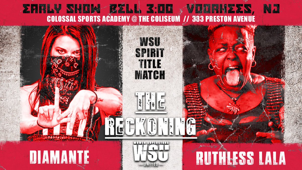 First time ever.

Diamante.

Ruthless Lala.

Spend your post #Christmas weekend with #WSU

2 shows: 3pm &amp; 7:30pm.
All titles defended on both shows!

WSU2020.eventbrite.com
