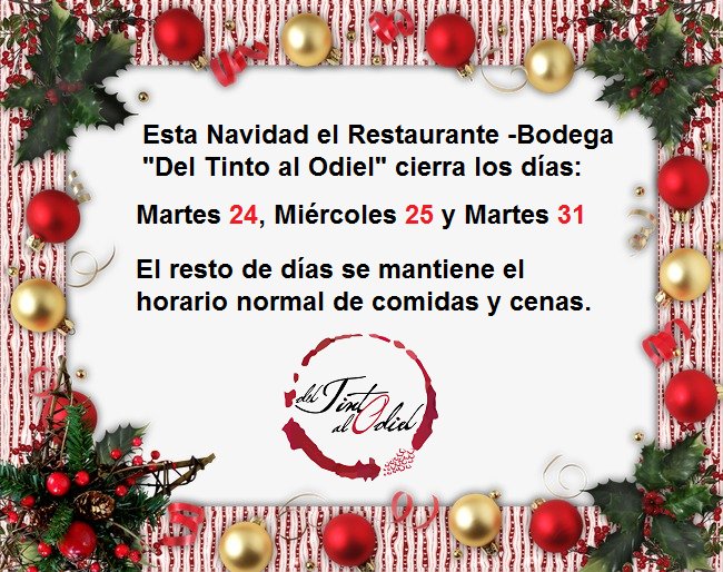🔴 ATENCIÓN desde el #Restaurante #Bodega #delTintoalOdiel les comunicamos los días de cierre con motivo de las fiestas navideñas.
 ☎ Información y Reservas, deben llamar en horario de apertura a 959663015 - 62827419. #Aracena #Huelva #Gastronomía #Turismo #FelizNavidad2019