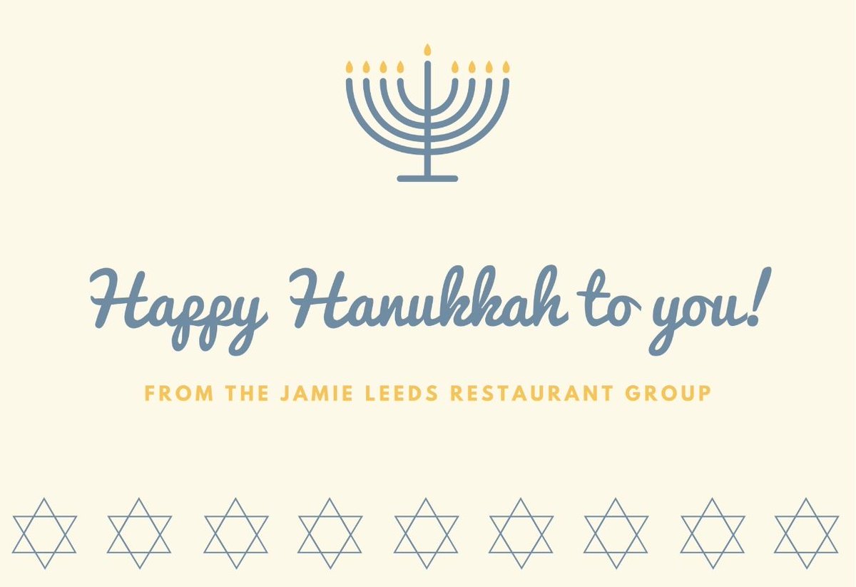 Hanukkah Sameach, from the Jamie Leeds Restaurant Group!
#HappyHolidays #HanksForTheHolidays